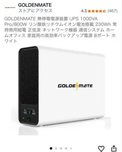 GOLDENMATE 無停電電源装置 UPS 1000VA Pro/800W