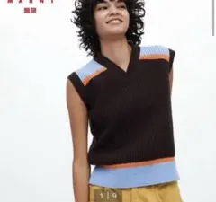 【未使用】ポップコーンニットVネックベスト Mサイズ