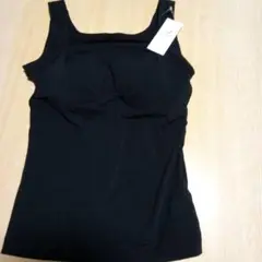 BRNYピース綿混楽々スタイリッシュバストキープブラキャミブラックLL