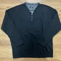 MITEX ボタン付きヘンリーネック 黒 3L ニット カーディガン