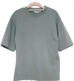 今期 エアリズム コットン オーバーサイズ Tシャツ 5分袖 グリーン