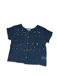 美品　ホコモモラ　カーディガン　黒　編み物　コットン