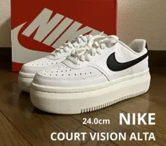 24.0cm ナイキ コートビジョン アルタ ホワイト&ブラック　厚底スニーカー