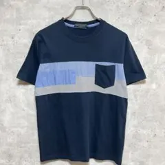 カンサイヤマモト 切替 ポケットTシャツ M ネイビー パッチワーク 刺しゅうのサムネイル