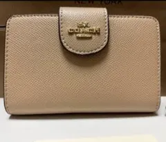 美品COACHコーチ財布ミディアムコーナージップウォレットベージュ