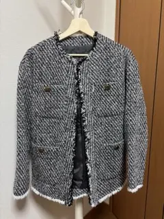 パシオス　FOVL meets YOKO ツイードジャケット　白黒ミックス　M