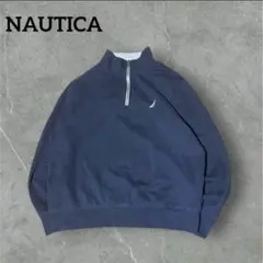 NAUTICA ノーティカ　ネイビー　ハーフジップ　刺繍　スウェット　古着屋