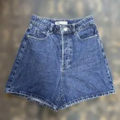 ZARA ハイウエスト デニムショートパンツ ブルー EUR34 美品