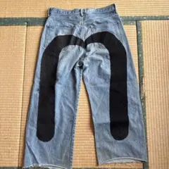 EVISU風 デニムパンツ カモメペイント ワイド 300円スタート‼️のサムネイル