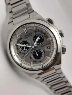 新品電池　希少シルバー文字盤　シチズン　アテッサ　電波ソーラー　E610チタン