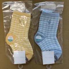 ポロラルフローレン　ベビー用靴下　イエロー、ブルーのストライプ　11~13センチ