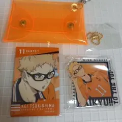 ハイキュー!! 月島蛍 スクエア缶バッジ　キーホルダー　セット