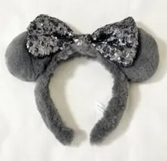 ミッキー耳 グレー カチューシャ スパンコール