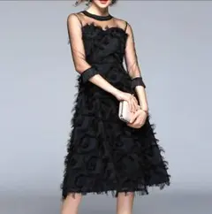 ❤️新品未使用❤️結婚式 二次会 お呼ばれ フリンジ ワンピース 黒