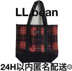 未使用 llbean赤チェックトートバッグ　エコバッグ