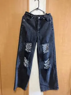 ダメージデニム　ブラック　F パンツ