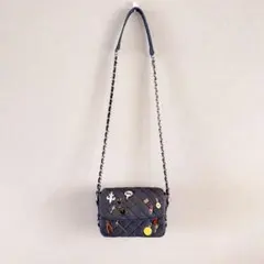 ZARA ザラ ピンバッジ デニム キルティング / チェーン ショルダーバッグ