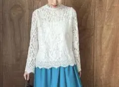 今期完売！新品未使用タグ付き【ミラオーウェン】スタンドカラーレースブラウス