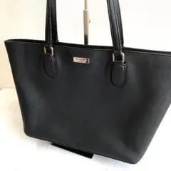 ケイトスペード トートバッグ サフィアーノレザー 黒 逆台形 船形 A4