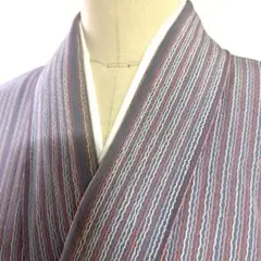 5k2667 着物　正絹　袷　小紋　グレー　紫　赤　ピンク　白　柄物　和装