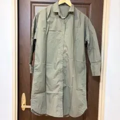 長袖 ロングシャツ カーキのサムネイル