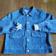 デニムジャケット ボタン付き リブ袖