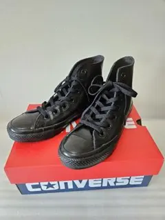 Converse ブラック レザーハイカットスニーカー 24.5cm