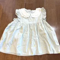 【美品】ママラク レモン柄ワンピース 女の子 襟付き 夏 チュニック 80