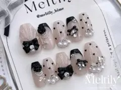 No.135②【即納・付属品有】現品 ネイルチップ ワンホン ガーリー 韓国