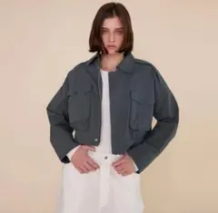 ショート丈ミリタリージャケット モスグリーン