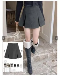 GRL インパン裏地付ボックスプリーツフレアミニスカート[ mei41 ] M