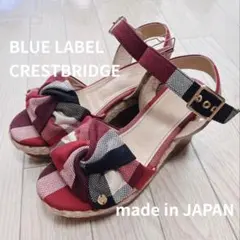 ブルーレーベルクレストブリッジ ウェッジソールサンダル チェック レッドのサムネイル