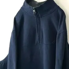 ノーティカ ロゴ刺繍 ハーフジップ スウェット L ネイビー 紺色 古着