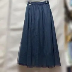 ネイビー チュール フレアスカート