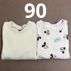 ⚫︎90cm／裏起毛トレーナー／ムーミン／ミッキー／西松屋