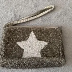 USA【モイナ】MOYNA クラッチバッグ スター ビーズ ポーチ ストラップ付