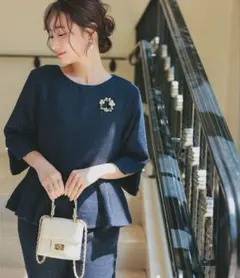 【新品未使用】神戸レタス　ペプラム　セレモニー　セットアップ　ネイビー　スーツ