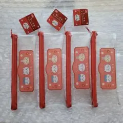 ちいかわ ハチワレ うさぎ ジッパーポーチ ペンケース　赤【4個セット】