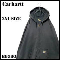 古着 カーハート ジップアップ スウェットパーカー フェード 墨黒 2XL