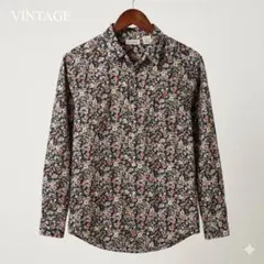 Curled Boy 長袖花柄シャツ フリーサイズ 総柄 ブラック ユニセックスのサムネイル