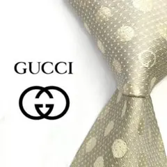 ◆美品◆GUCCI ネクタイ 白色 ドット柄 Gマーク 高級感
