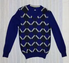 J.LINDEBERG 青 ダイヤモンド柄 セーター S