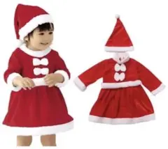 【SALE】キッズ サンタ服 サンタクロース ワンピース クリスマス 帽子付き