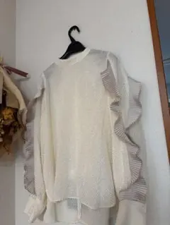 AGA フリルプリーツシアーブラウス