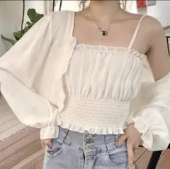 フリルシアーボレロXシャーリングキャミソールアンサンブル GRL