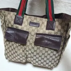 レア✨　GUCCI　ggロゴ　シェリーライン　キャンバス　トートバッグ　レザー