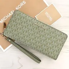 ★新品 MICHAEL KORS長財布 グリーン 財布 長財布 シグネチャー