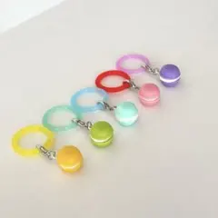 スイーツチャーム　マカロン　ハンドメイド　レジン　めじるしチャーム(5個セット)