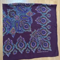 ピエールバルマン　シルク大判スカーフ　ペイズリー柄　100cm×100cm