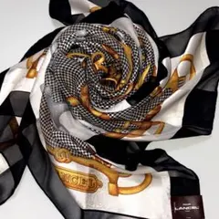 LANCELスカーフ　千鳥ベルトチェーン　シルク100% 新品